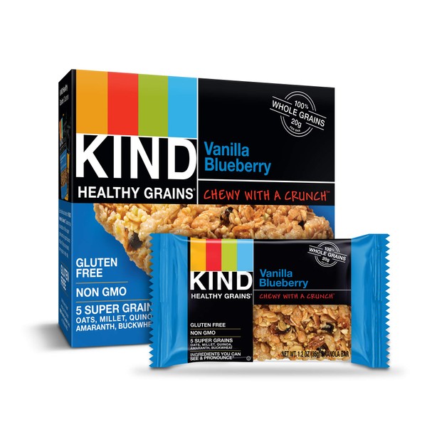 KIND Healthy Grains Bars Gluten Free 1.2 Ounce, HGB Vanilla Blueberry, 40 Count