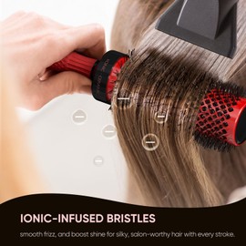 Round Brush for Blow Drying, Ceramic Coated Hair Brush with Sectioning Pick, Anti-Slip Handle, Extended Barrel for Faster Drying, Adds Volume & Shine, Salon Styling (1.7inch)