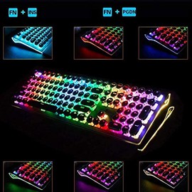 Teclado de Juego, RGB Teclado de Juegos mecánicos retroiluminados, Teclado mecánico ergonómico, USB Juego cableado Ordenador Personal Teclado, 108... 