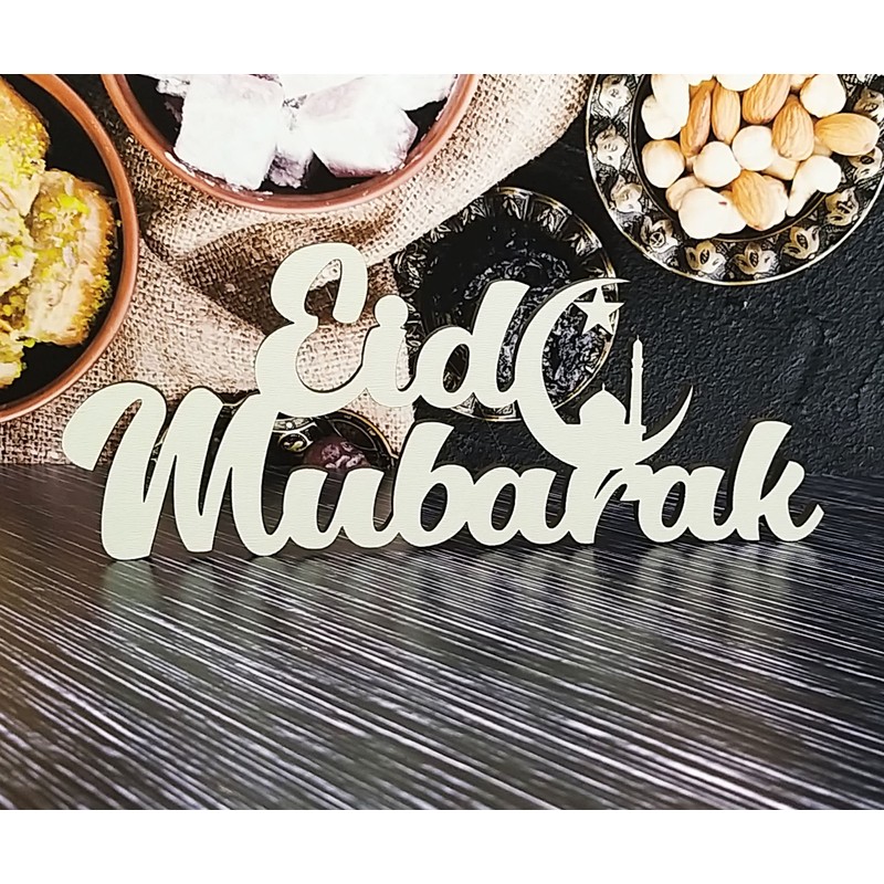Melis Deko-Schriftzug - Eid Mubarak – Schild aus Holz in