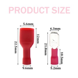 Yosawo 100-Pieces Male Female Spade Connectors Insulated Quick Splice Wire Crimp Terminal 22-16 AWG Red（PGMH)