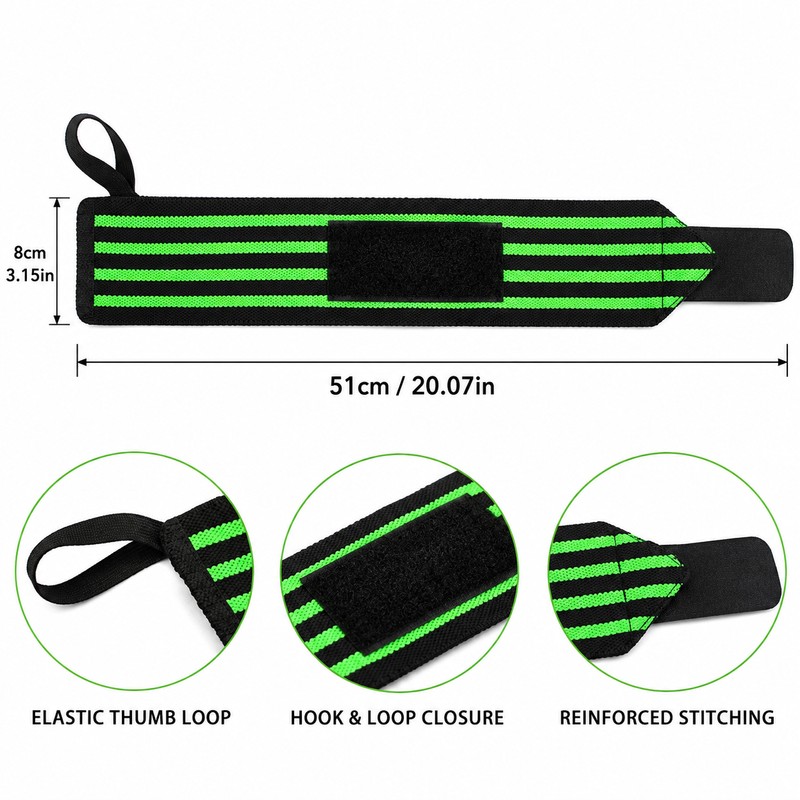 Weightlifting Wrist Wraps for Strength Training – Adjustable Elastic Wrist