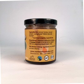 Zen Bear | Honey Cocoa L' Orange | Premium Clover Honey Sweetened Organic Chocolate Cocoa With Natural Orange Flavor | Perfect For Hot Cocoa Drinks & Beverages | 8 Oz Jar