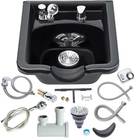 Toriexon Shampoo Bowl for Salons, Black ABS Plastic Shampoo Sink for Home, Easy to Clean and Install Salon Shampoo Bowls for Hair Stylist