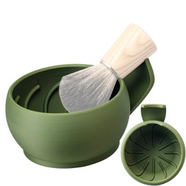 Grandslam - Tazón de afeitar con crestas, taza de afeitar con soporte para brocha, jabón, cuenco de afeitar para crema de afeitar y jabón, duradero y 