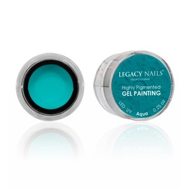 LEGACY NAILS Professional NAIL GEL PAINTING - AQUA 0.25 OZ - Highly Pigmented, Soak-Off Formula, Quick LED/UV Curing, Precision Gel for Intricate Nail Art, Salon-Quality Results (AQUA)