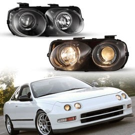 Nixon Offroad Headlights for Acura Integra 1994-1997 Head Lights Assembly LED Projector DRL Replacement Turn Signal Lights High Low Beam 1 Pair (Matte Black Housing/Clear Lens)