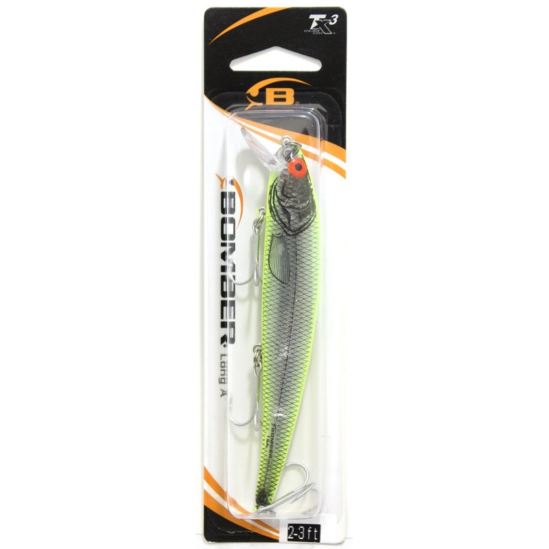Bomber Lures B15AXSICH Long A Fishing Lure (Silver Flash/Chartreuse Back,
