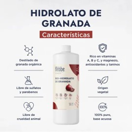 Hidrolato Puro de Granada Hebbe Cosmetics para Piel Mixta y Grasa 500 mL