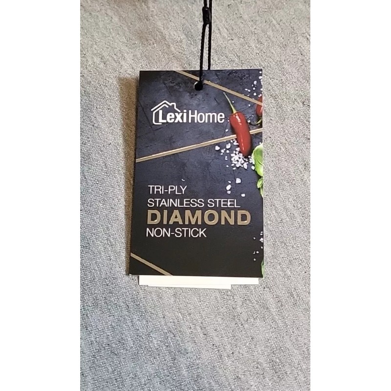 LexiHome Tri-ply Stainless Steel Diamond Non Stick 10” Saute Pan