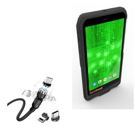 BoxWave Cable Compatible with MobileDemand xTablet A680 - MagnetoSnap AllCharge Cable, Magnet Charging Cable USB Type-C Micro USB - Jet Black