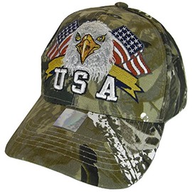 USA Men's Patriotic Eagle Head Adjustable Baseball Cap (Hunting Camo)