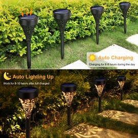 PhilzOps Solar Lights for Outdoor Garden, Pack of 4 Solar Lights, Outdoor Solar Garden Lights, Waterproof Solar Path Light, Decoration for Garden, Path, Lawn, Yard, Balcony, Patio, Outdoor, Warm White