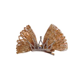 FEIFEI'S BOW Kids Girls Toddlers Gold Glittering Rhinestone Princess Crown bow Hair Clip Alligator Barrettes Accessories Bows Hairpins Infants Toddlers Party Birthday Special Occasion gift (set02)