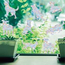 Traziewell Glass Window Stickers Rainbow Window Clings Dog Pattern Window Decals Static Collision Stickers Vinyl Film Home Decorations for Windows Prevent Dogs Birds Strikes Window Decal 0311