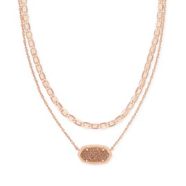 Kendra Scott Elisa Multi Strand Necklace for Women, Fashion Jewelry, 14k Rose Gold-Plated, Rose Gold Drusy