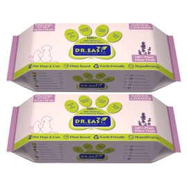 DR.EASY Lavender 200ct Scent Pet Wipes for Dogs and Cats，Ears, Face, Butt, Body and Eye –Convenient, Nature，Home or Travel，Best Pet Supplies
