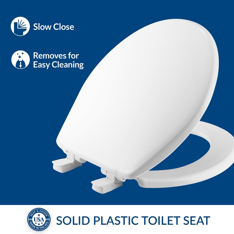 Bemis 730SLEC Slow Close Toilet Seat, Easy Clean Hinges and