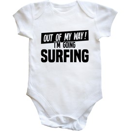 Hippowarehouse Out of My Way I'm Going Surfing baby vest bodysuit (short sleeve) boys girls