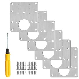 Kit de Placa de Reparación de Bisagras para Armarios - 6 Piezas Placa de Reparación de Bisagras de Acero Inoxidable, con Tornillos y Destornillador para Madera, Muebles, Estantes, Gabinete (9 * 9CM)