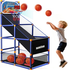 LED Arcade Basketball Game Set w/Electronic Scoreboard for Kids, Boy Toys Basketball Hoop with 4 Balls for 3-12 Years Old, Adjustable Height w/Pump & Storage Net for Indoor Outdoor Sports Play
