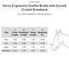 HORZE Ergonomic Snaffle Bridle with Curved Crystal Browband - Black/Black