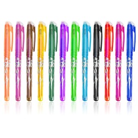 kaiyaya Pack of 12 Colourful Erasable Ballpoint Pens Gel Pens 0.5 mm Erasable Pen Friction Gel Pens Erasable Eraser Pen for School Supplies Office Supplies Students