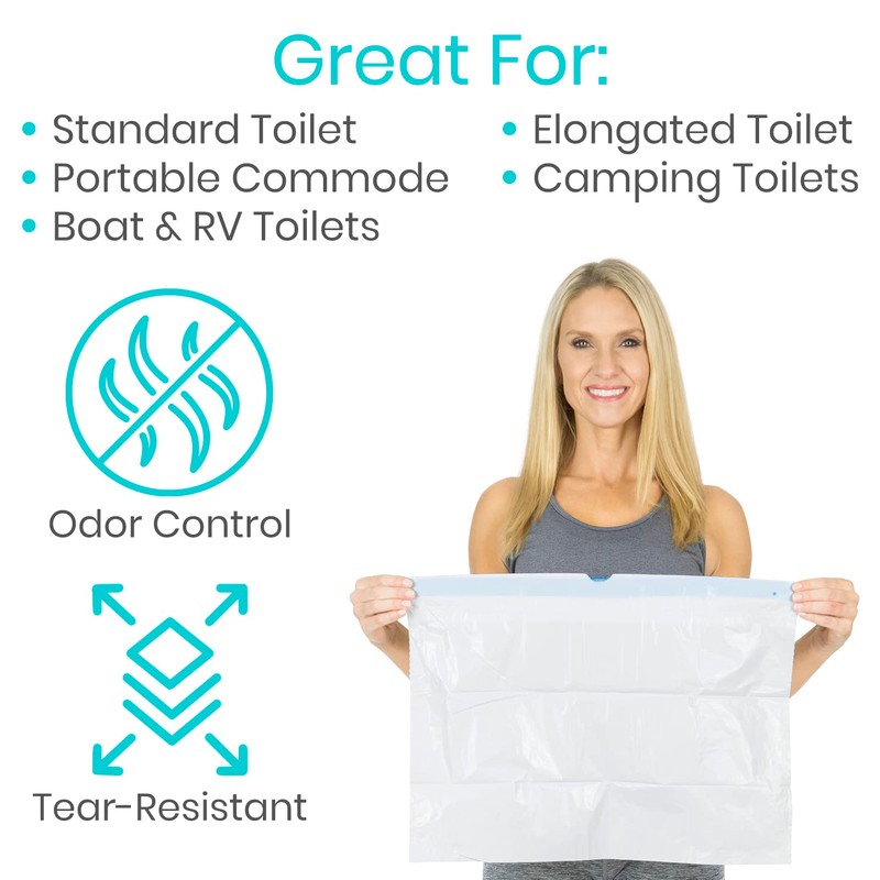 Vive Commode Liners for Bedside Toilet Chair Bucket, Bedpan (100