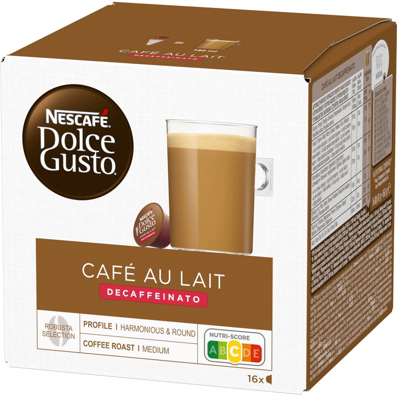 NESCAFÉ Dolce Gusto Cafe au Lait Decaffeinato, Decaffeinated Coffee, 16