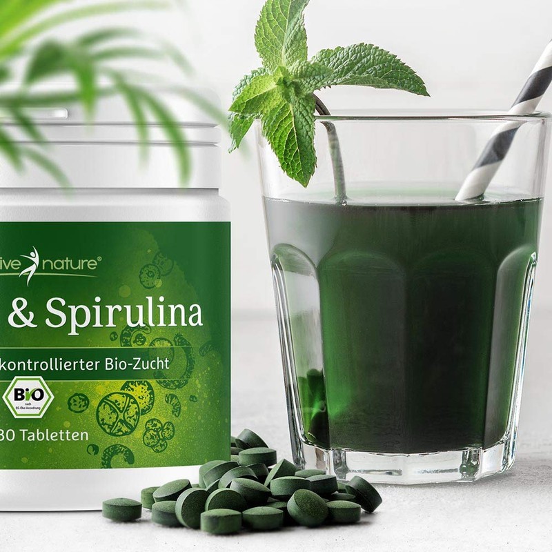 Spirulina Chlorella Pellets - 480 Algae Tablets - 100% Natural