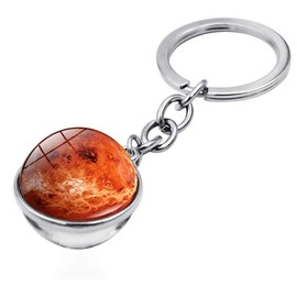 [ALOHAMONI] Planet Keychain, Earth, Moon, Sun, Planets, Universe, Galaxy, World Map, Globe, Vintage Luminous Luminous Ball, Keychain, Key Ring, Bag Charm, Accessory, Eurasia, America, Continent,