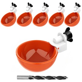 Chicken Automatic Waterer Cups, 6pcs Large Chicken Water Feeder, Poultry Waterer Kits Suitable for Duck, Chicks, Goose, Turkey, Bunny and Bird with Mounting Hole Opener
