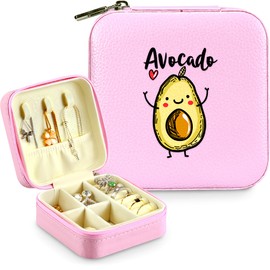 BJDAMAI Jewelry Box, Avocado Gifts For Teens Teenage Girls Kids Age 6 7 8 9 10 11 12, Avocado Lovers Stuff Items Accessories Things Decor, Travel Ring Earrings Necklace Organizer Holder!