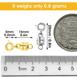 4 Pack Magnetic Necklace Clasps and Closures Magnetic Jewelry Clasps Connector Locking Magnetic Jewelry Clasp Converters for Jewelry Bracelet Necklace Making (2CM Gold&Silver)
