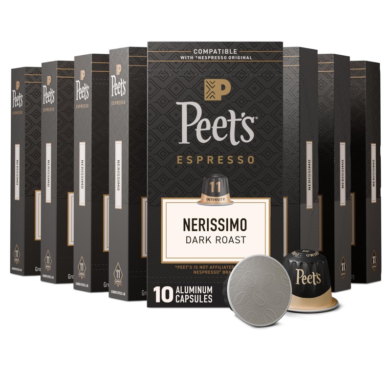 Peet's Coffee, Dark Roast Espresso Capsules, Compatible with Nespresso Original