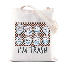 KUIYAI Forky Cartoon Movie Merchandise Tote Bag Forky Lovers Shoulder Bag Forky I’m Trash Gift WDW Character Gift Spork Face Gift (US-I'mTrash ToteBS)