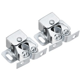 sourcing map Retro Cabinet Door Double Roller Catch Ball Latch with Prong Hardware 32mm Silver Tone 2pcs