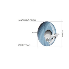 Handmade Large Round Clip on Earrings - Non Pierced Ears for Women (Blue)