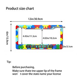 HUIXIA Autism Awareness License Plate Frames, Rainbow Puzzle Cute License Plate Frame for Women Men, Funny Aluminum Vintage Front Car Tag Frame Cover Holder Decor with 2 Holes (QCP-89)