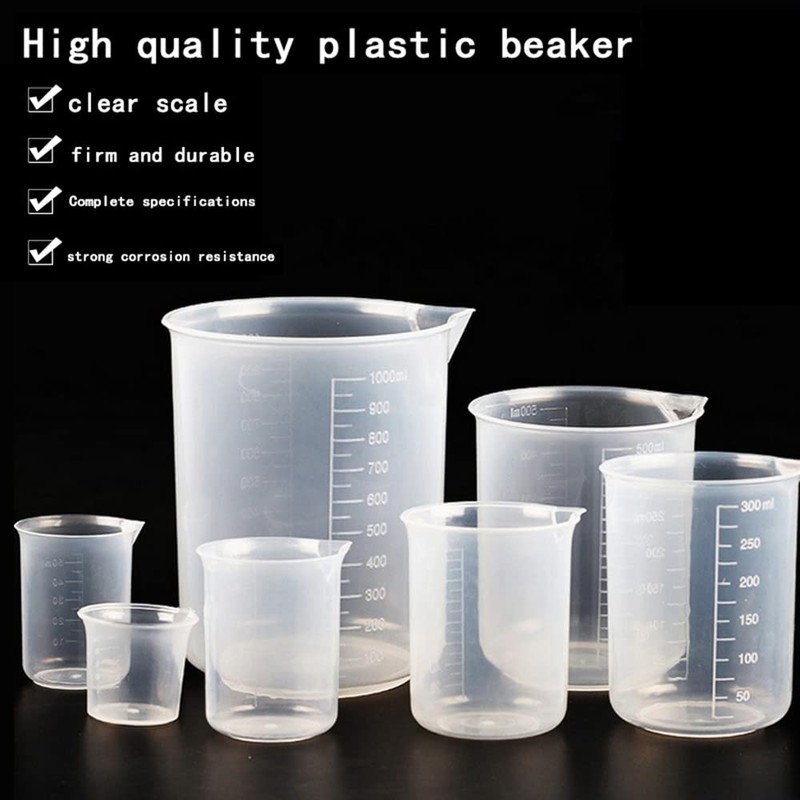 Scientific Cup Set Measuring Cylinder Lab Plastic Graduated Jug Bottles