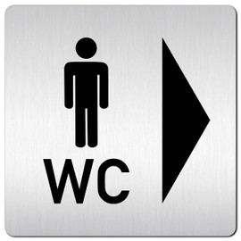 Türschilder24 XXL Door Sign (B) 125 x 125 mm Men Women Toilet Arrow Sign Right Left 1.5 mm Aluminium Solid Material (Men Right + WC)