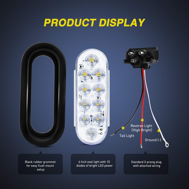 Nilight 4PCS 6" Oval LED Trailer Tail Lights 4PCS 10