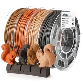 AMOLEN Wood Filament Bundle 3D Printing Filament Wood Sets,Walnut,Cherry Wood,Bamboo Wood,Ebony Black Wood,3D Printer Filament,PLA Filament 1.75mm,200g/Spool