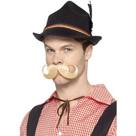 Smiffys Deluxe German Trenker Hat, Black with Feathers & Elastic Inner Rim, Oktoberfest Fancy Dress, Adult Dress Up Hats
