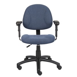 Boss Office Products Perfect Posture Delux Fabric Task Chair with Adjustable Arms in Blue