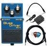 Boss BD-2 Blues Driver Bundle with Power Adapter, 10ft Instrument