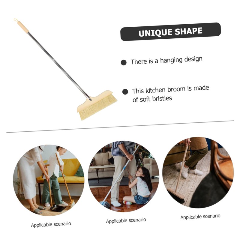 NOLITOY Bristle Broom with Long Handle Bristles for Indoor and