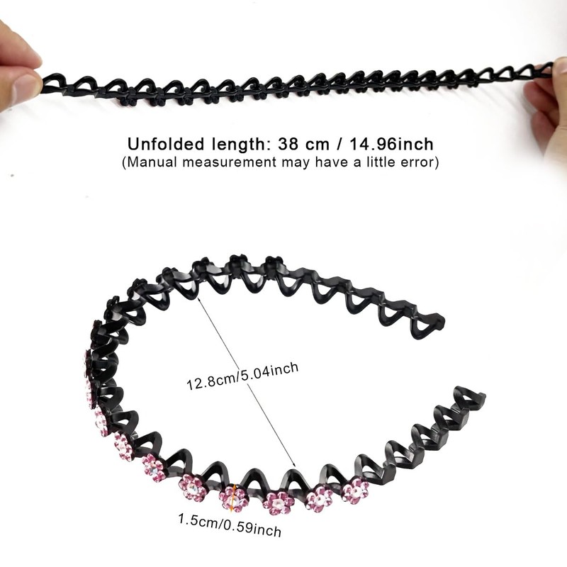 Flower Crystal Headbands for Women Non Slip, Wave Rhinestone Head