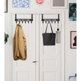 KAXIMON Over The Door Hanger with 6 Hooks, Over Door Coat Hooks for Hanging Coat, Towel, Bag, Robe - Hangers Hooks Ideal for Bedroom, Bathroom, Wardrobe