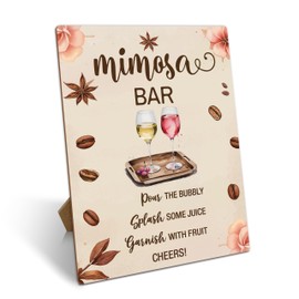 Mimosa Bar Sign With Stand, Love Is Brewing Mimosa Bar Supplies Decorations, Coffee Brunch Dessert Table Decor Sign, Bubbly Bar Sign For Wedding Engagement Birthday Christmas Party, 21